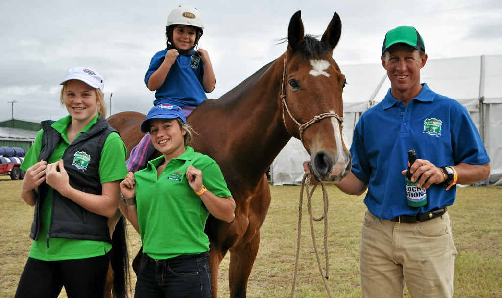 Bec McMurray, Sandy Corbert, Georgie Hopkins, on Dingo, and Paul McGrath flaunt the swanky polocrosse merchandise supplied by the region’s businesses. Bec McMurray, Sandy Corbert, Georgie Hopkins, on Dingo, and Paul McGrath flaunt the swanky polocrosse merchandise supplied by the region’s businesses.